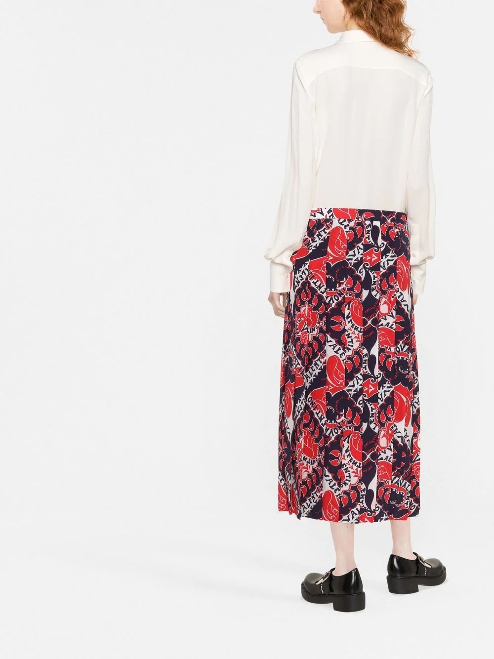 silk logo-print dress - 3
