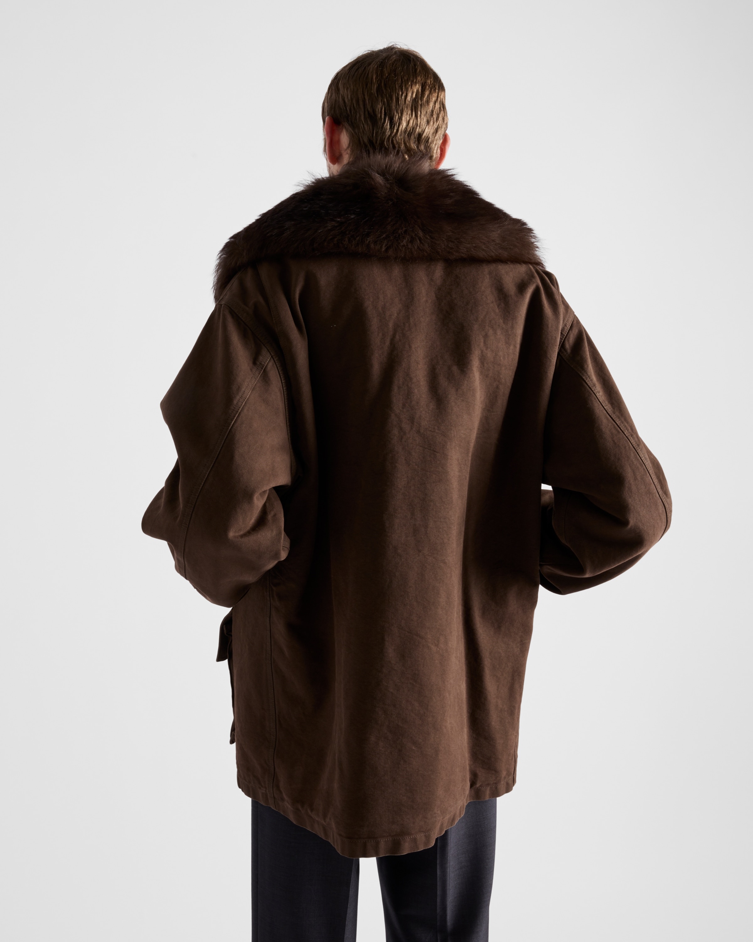 Cotton jacket with shearling collar - 5