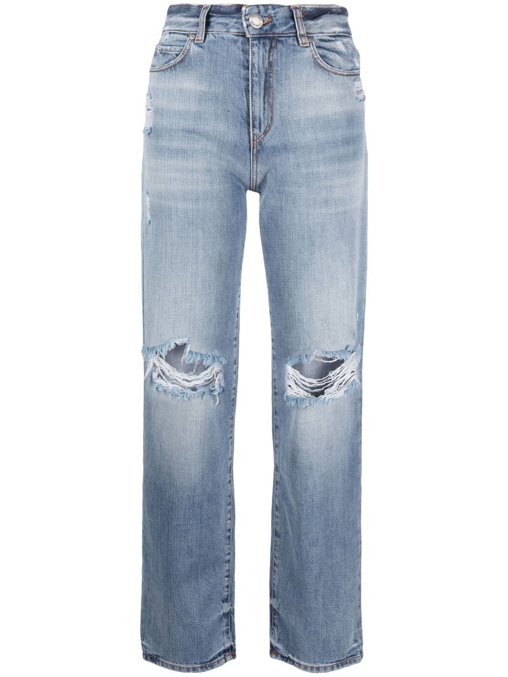 straight-leg ripped jeans - 1
