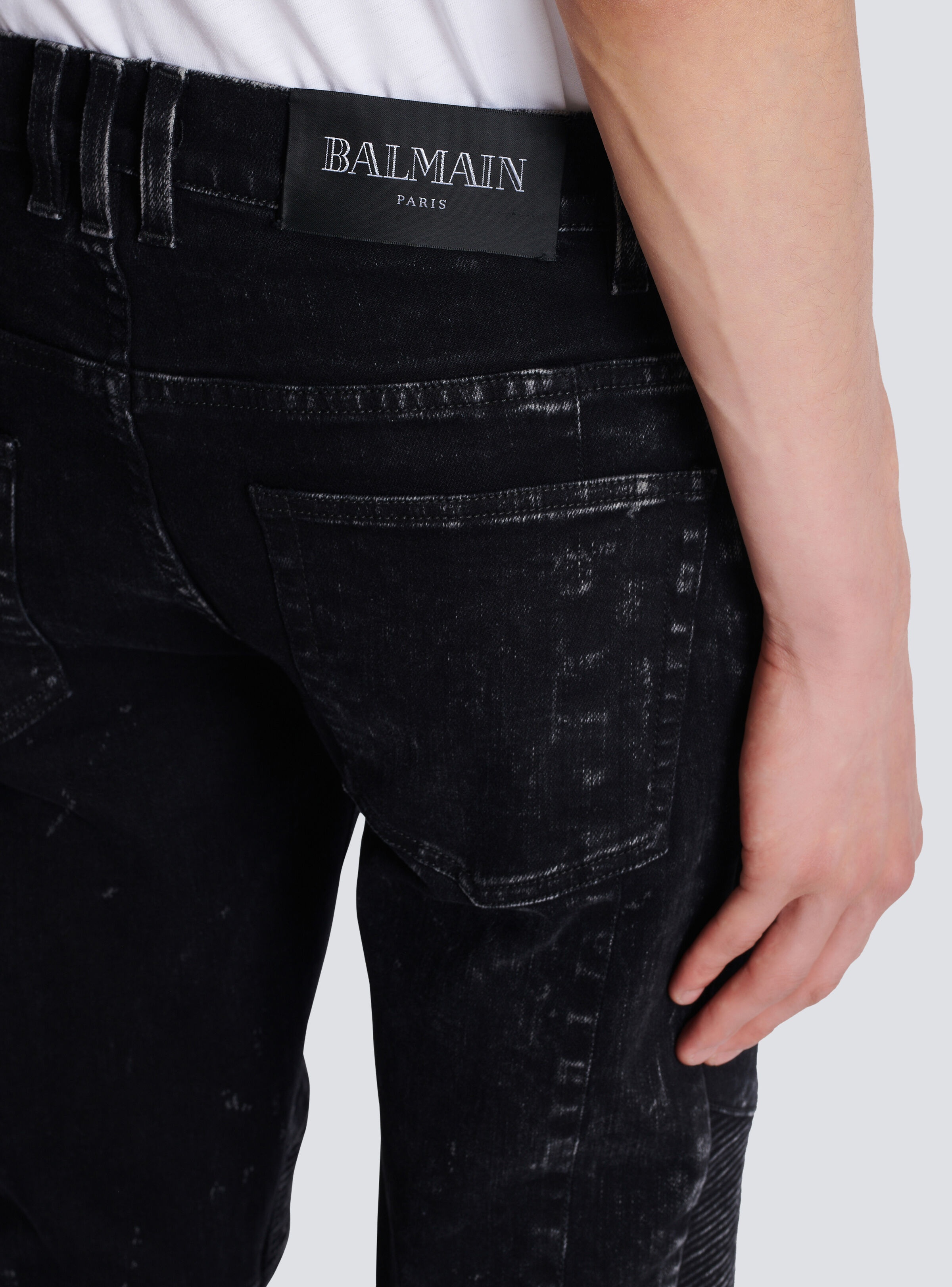 Slim-fit denim jeans with ribbed details - 8