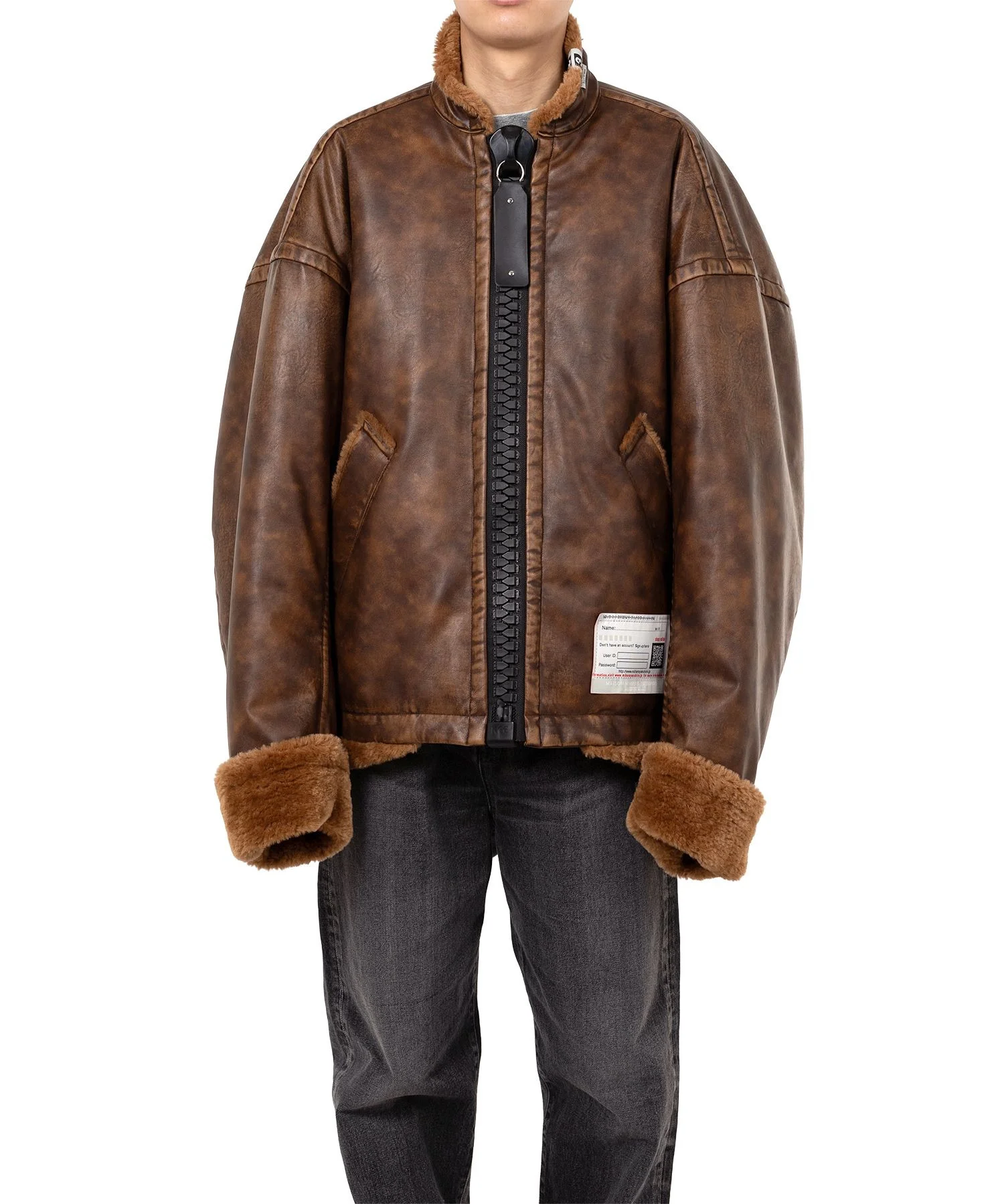 Coated Big Zip Boa Jacket - 1