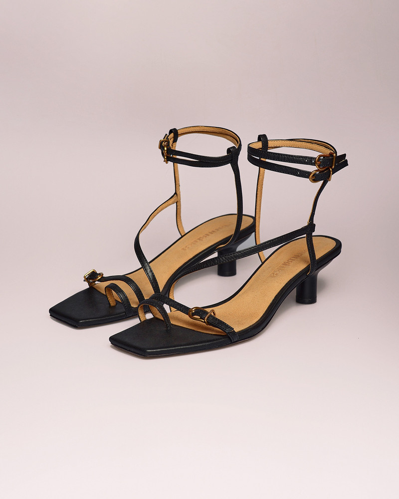 JEWEL - Vegan leather sandals - Black 1