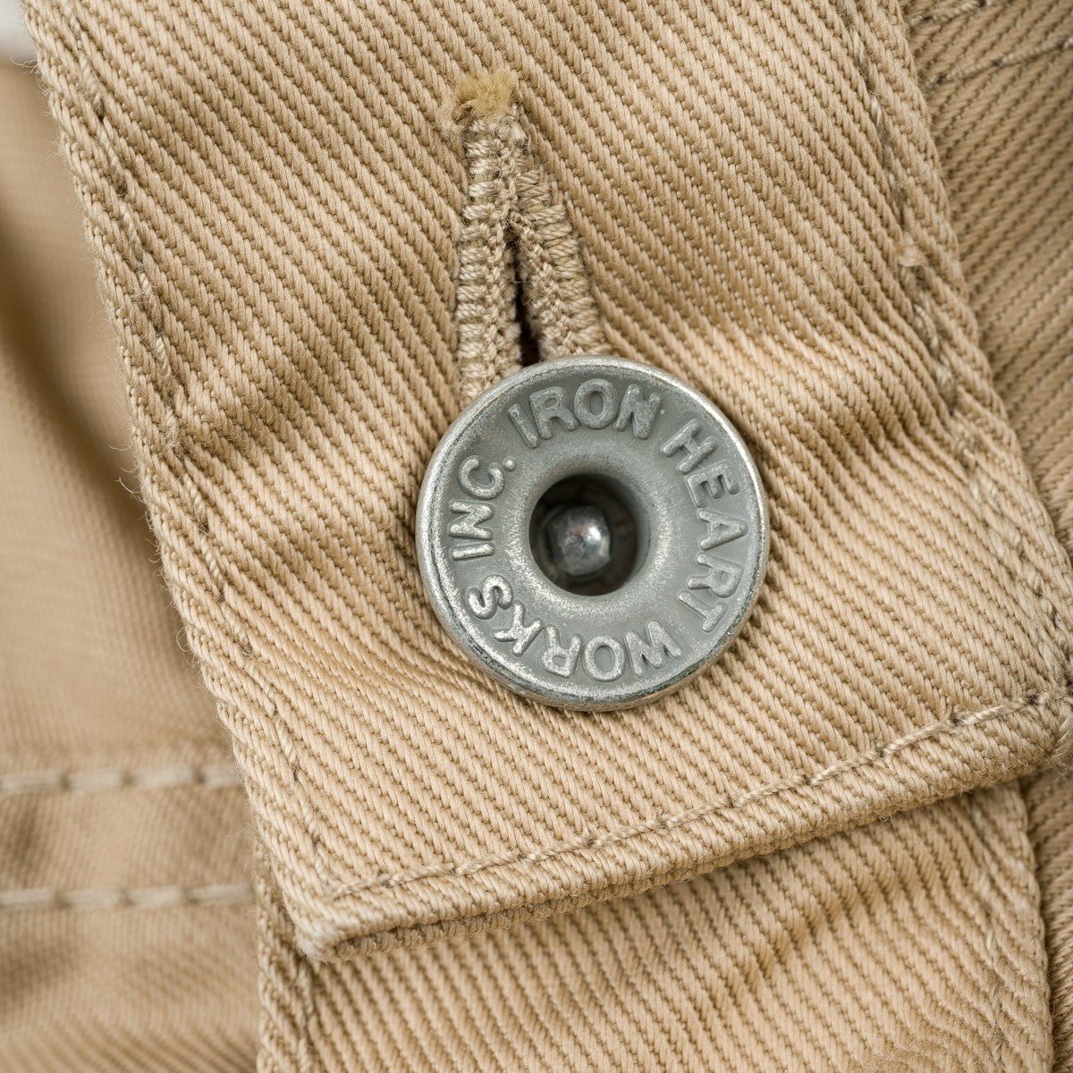 IH-721-KHA 9oz Mercerised Selvedge Cotton Slim Tapered Chinos Khaki - 5
