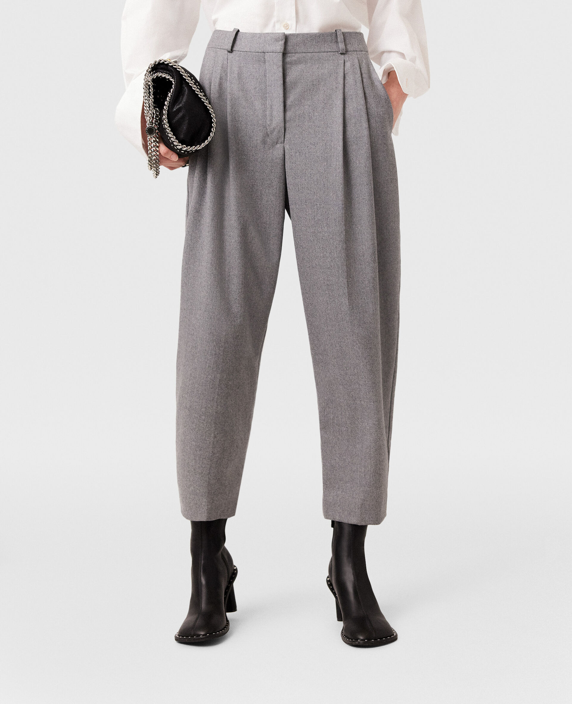 Pleated High-Rise Wool Pants - 4