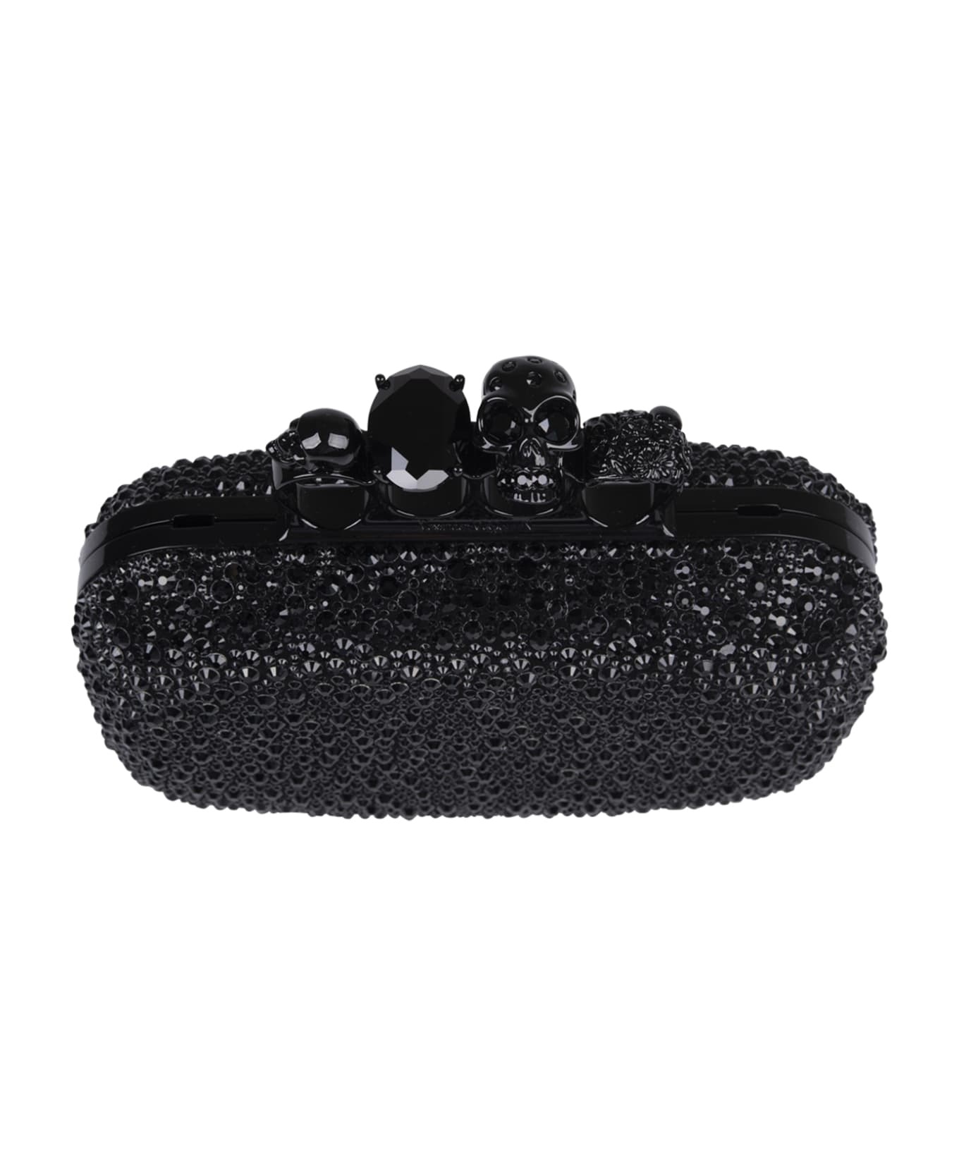 Black Skull Four Ring Clutch Bag With Chain - 5