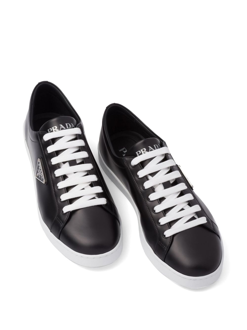 Brushed leather low-top sneakers - 4