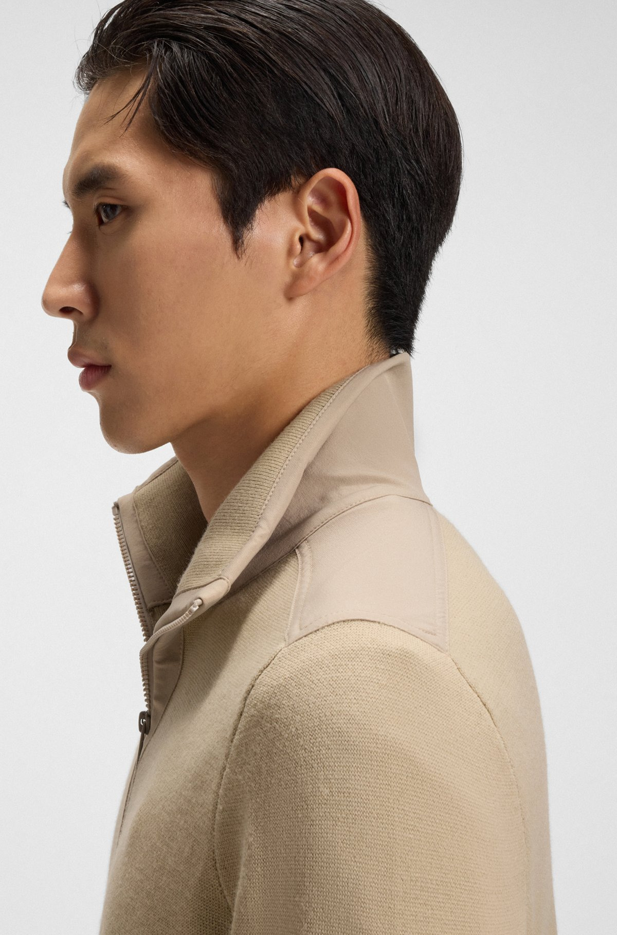 ZIP-NECK SWEATER WITH SOFTSHELL TRIMS - 3