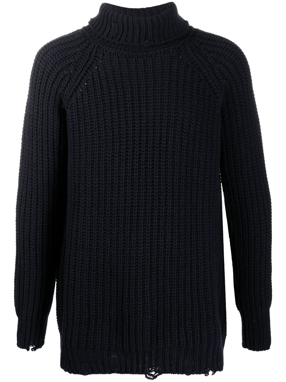 distressed roll neck jumper - 1