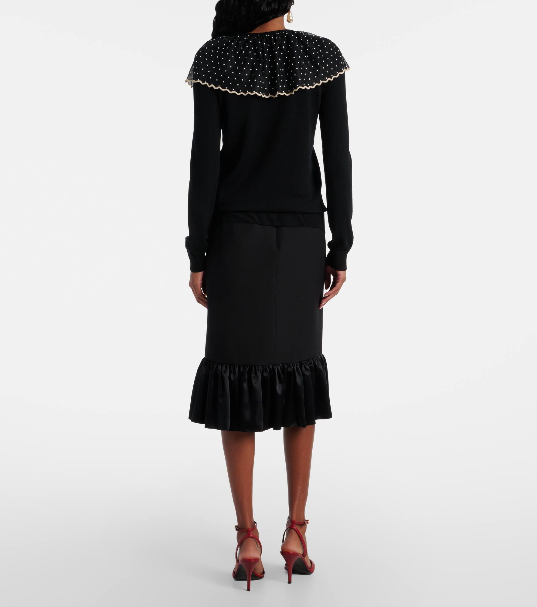 Tulle-trimmed wool sweater - 3