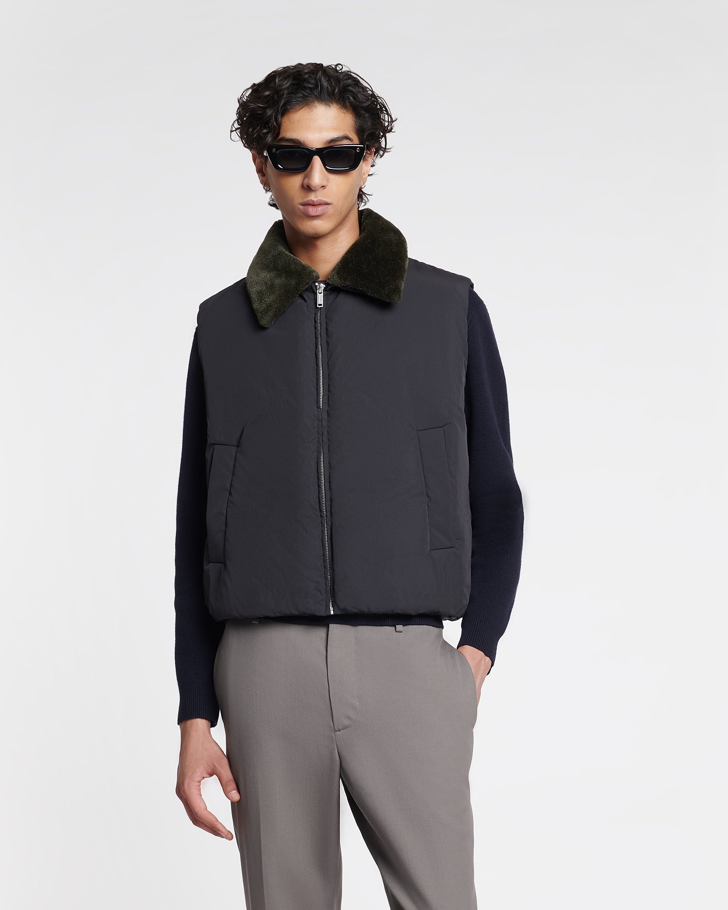 Faux Fur and Tech Nylon Vest - 7