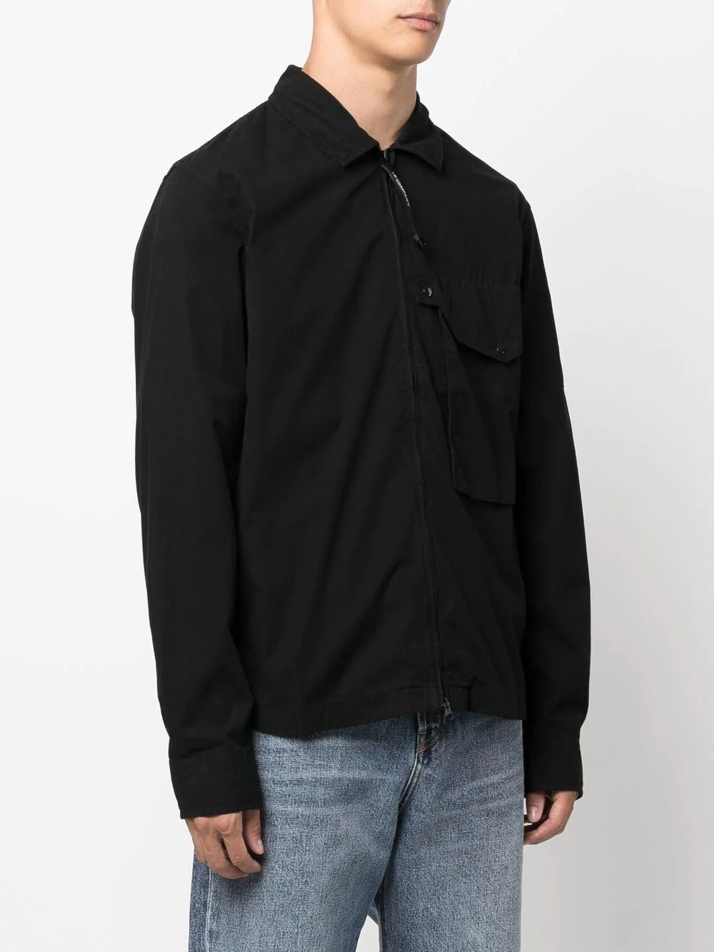 lens-detail cotton shirt jacket - 3