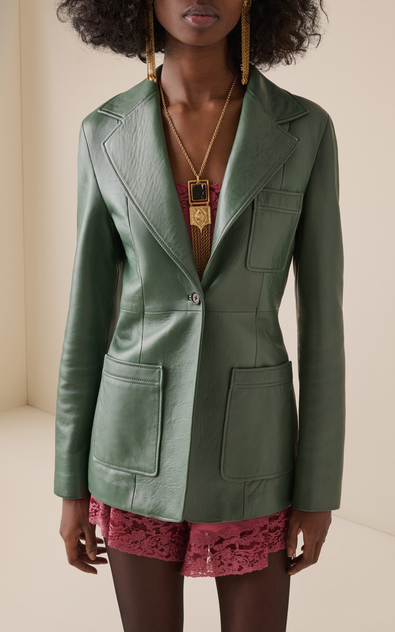 Leather Jacket green - 3