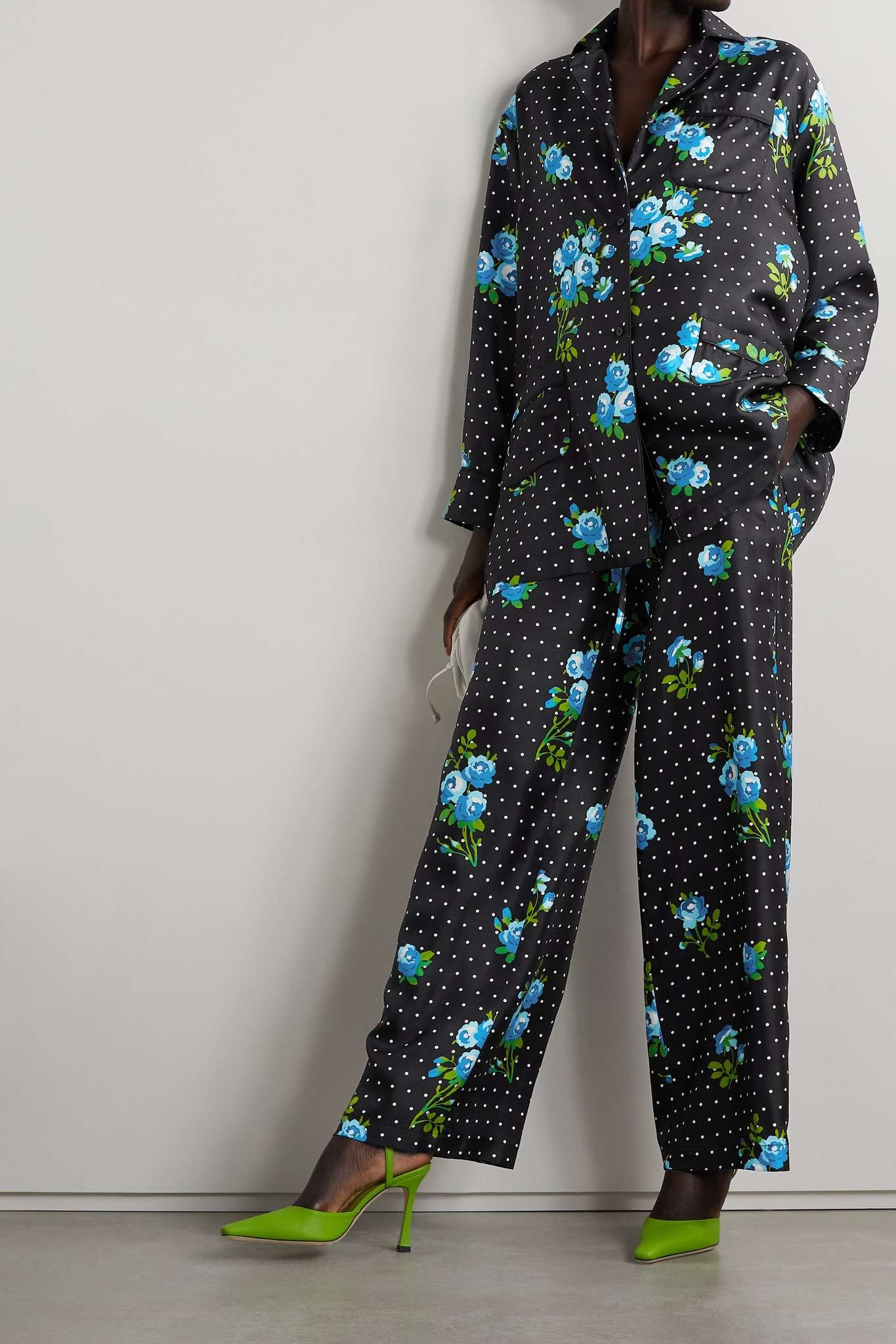 Printed silk-twill pajama set - 2