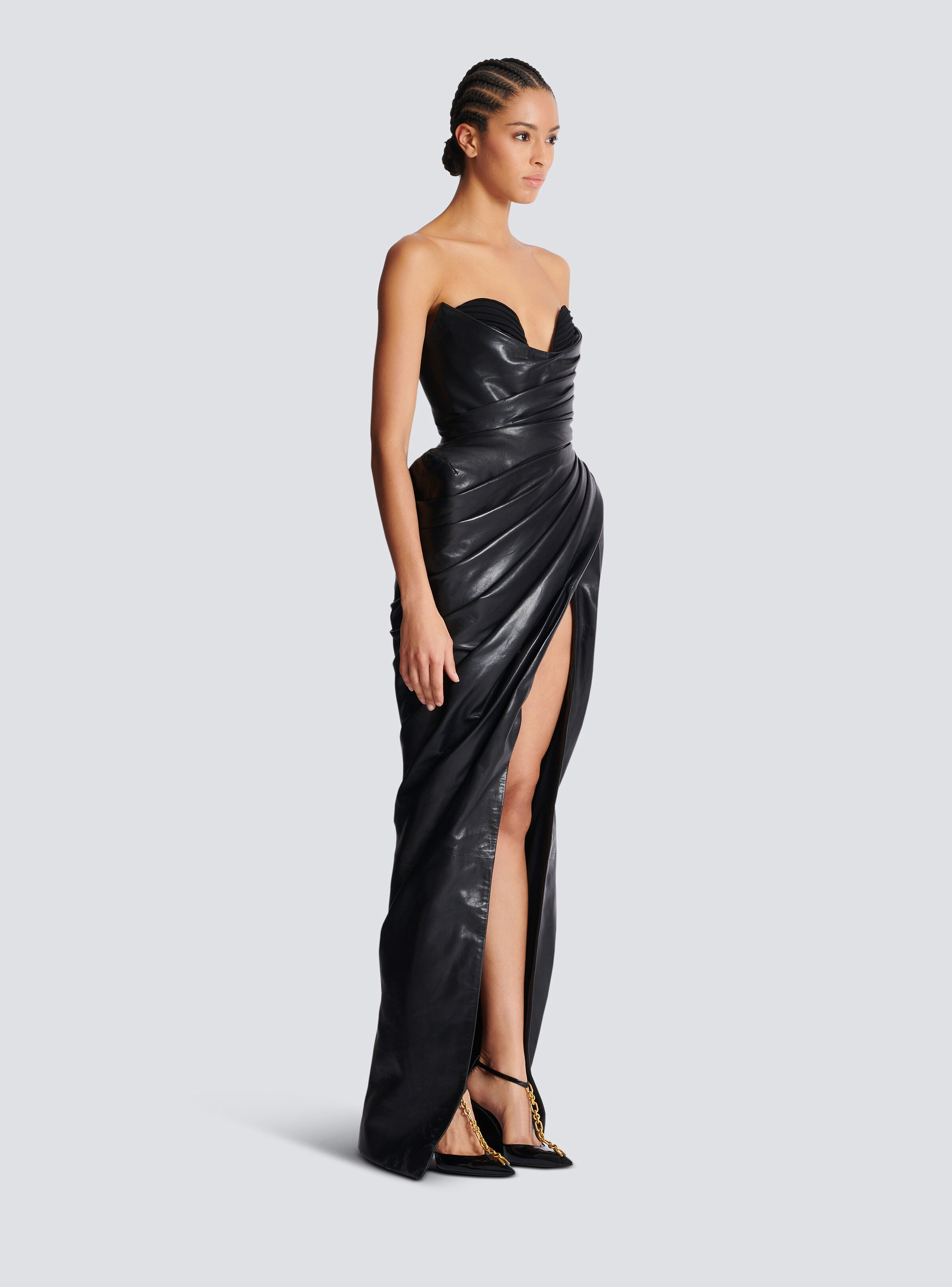 Strapless leather bodycon dress - 3