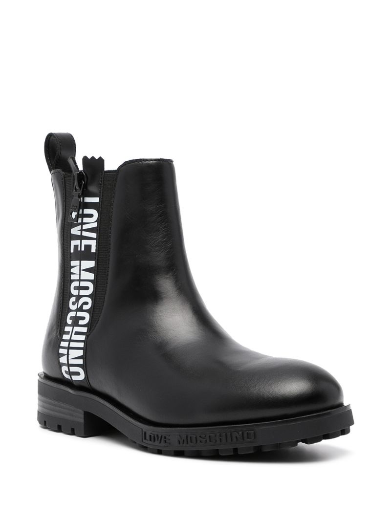 logo-print leather ankle boots - 2