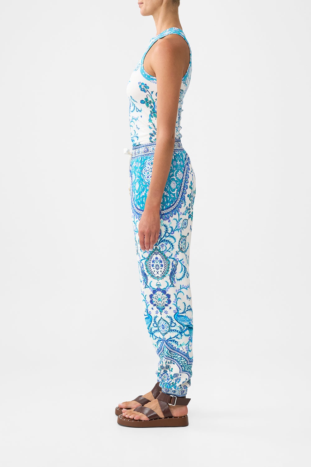 JERSEY TRACK PANT WITH SILK DETAILS - 4