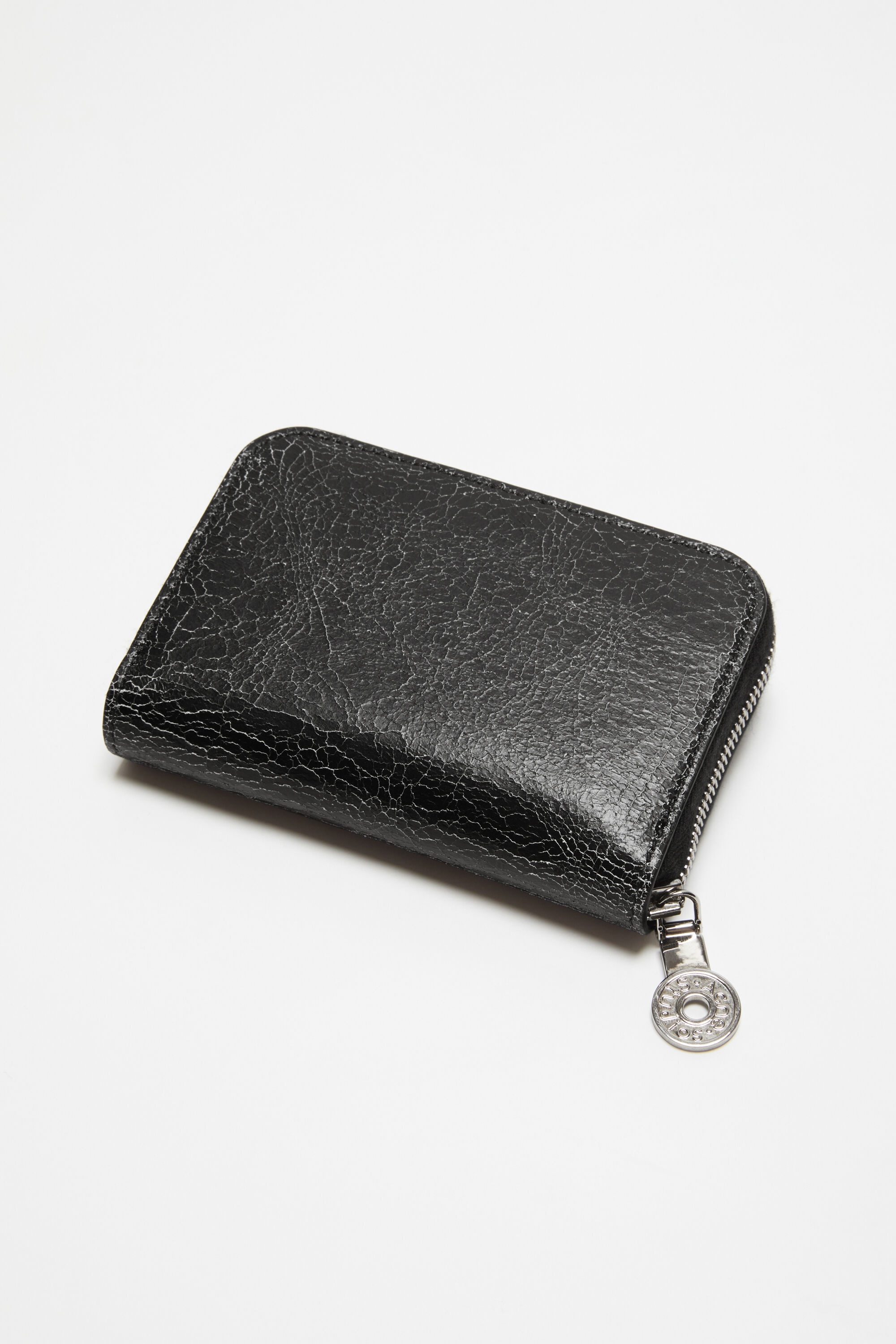 Leather zip wallet - Black - 4