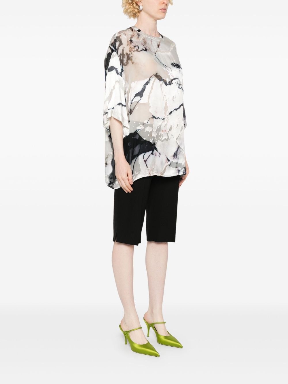 marble-print blouse - 3