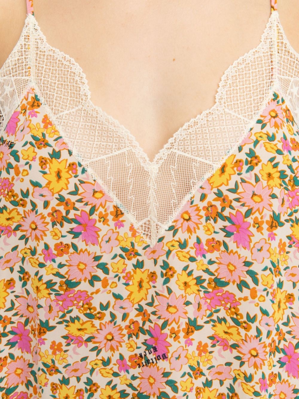 floral-print lace-trim top - 5