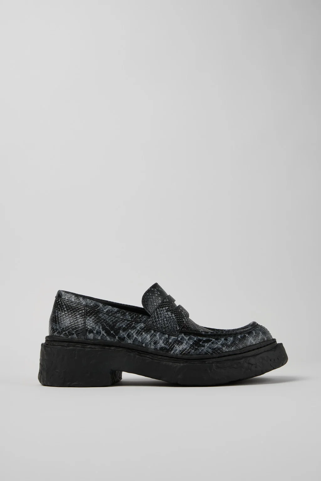 Gray-Black Leather Loafers - 1
