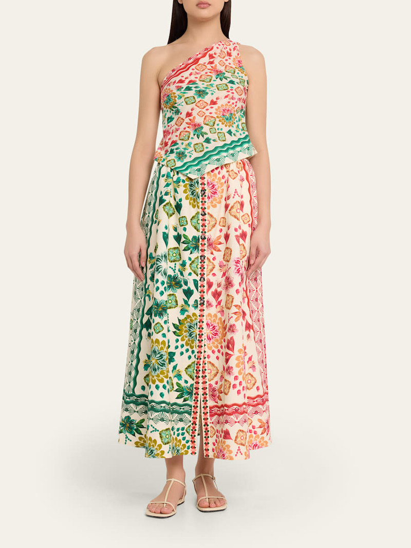 SALONI Judi B Printed Button-Front Skirt outlook