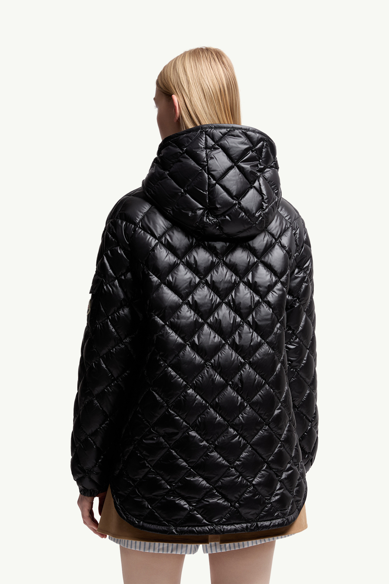 Diamond-Quilted Hooded Short Down Jacket - 5
