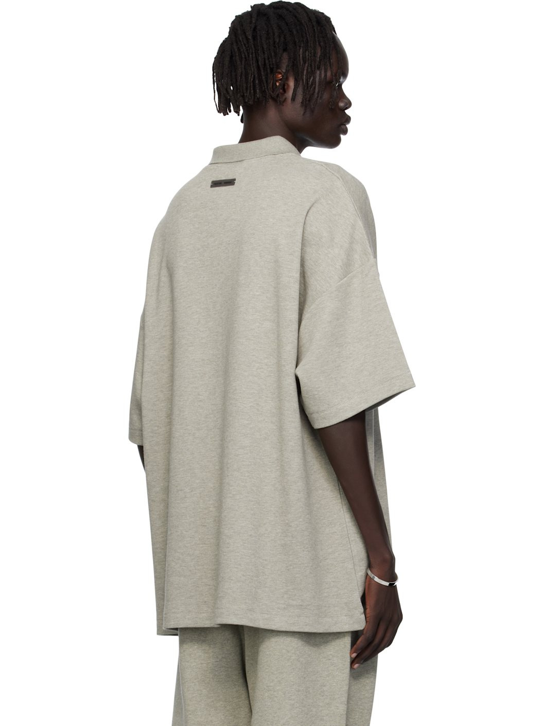 Gray 90s Fit Piqué Short Sleeve Polo - 3