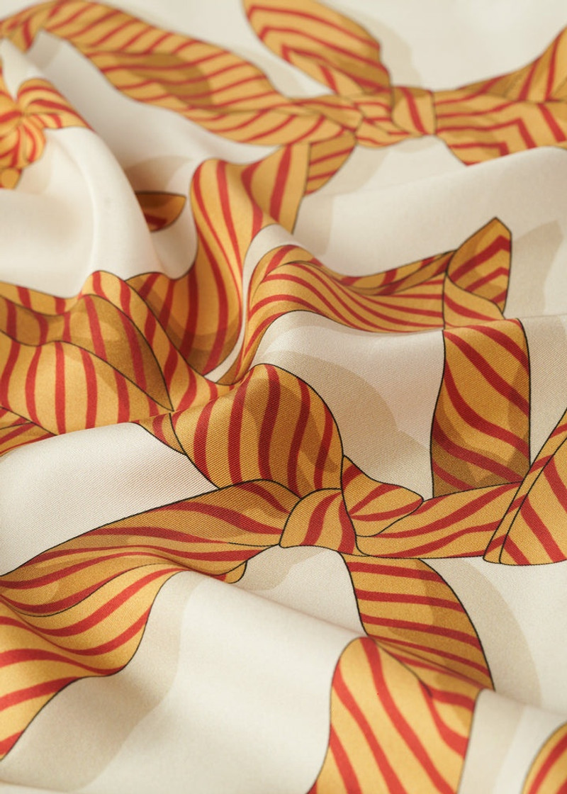 Knotted monogram silk scarf bloody mary 8