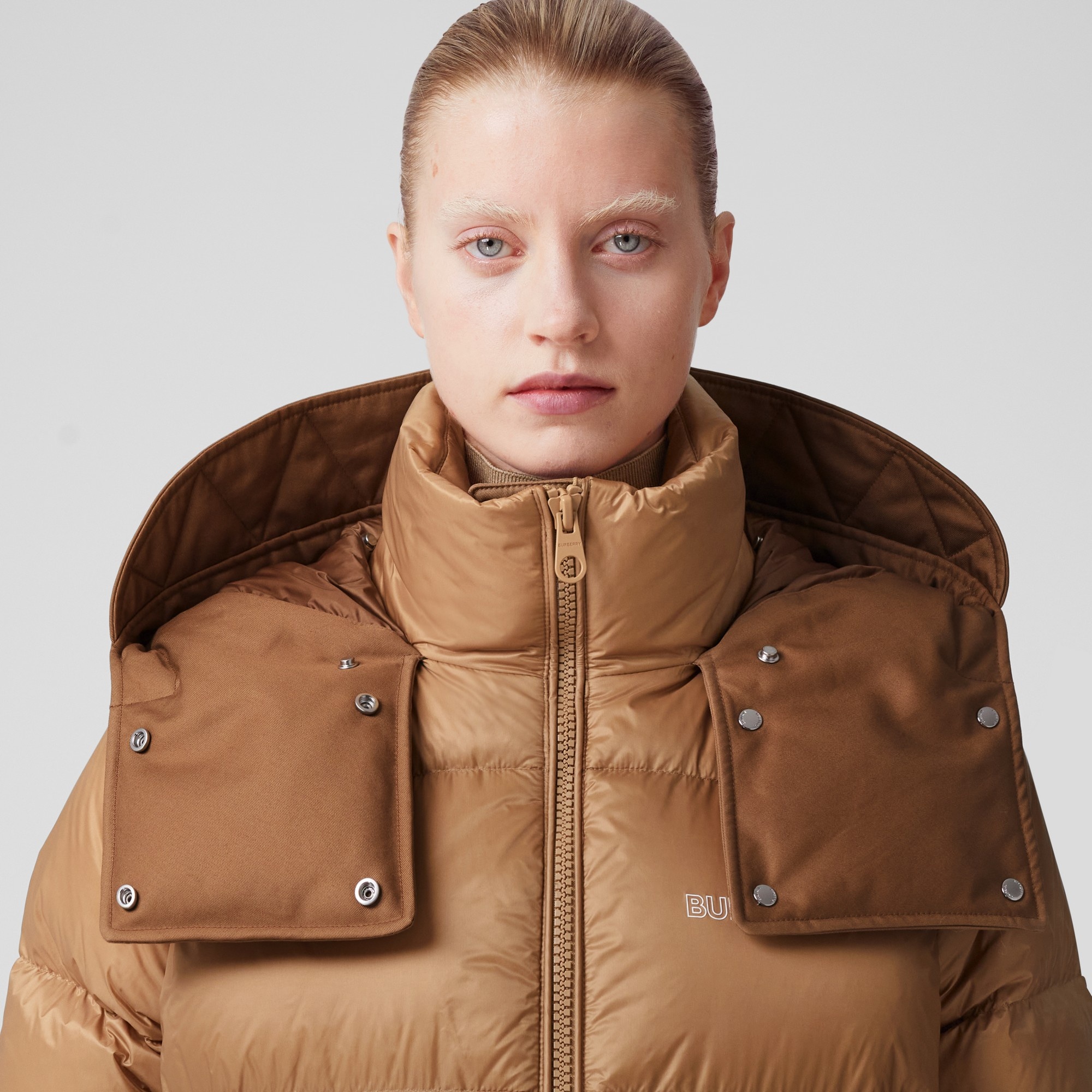 Nylon Hooded Puffer Jacket with Detachable Warmer - 2