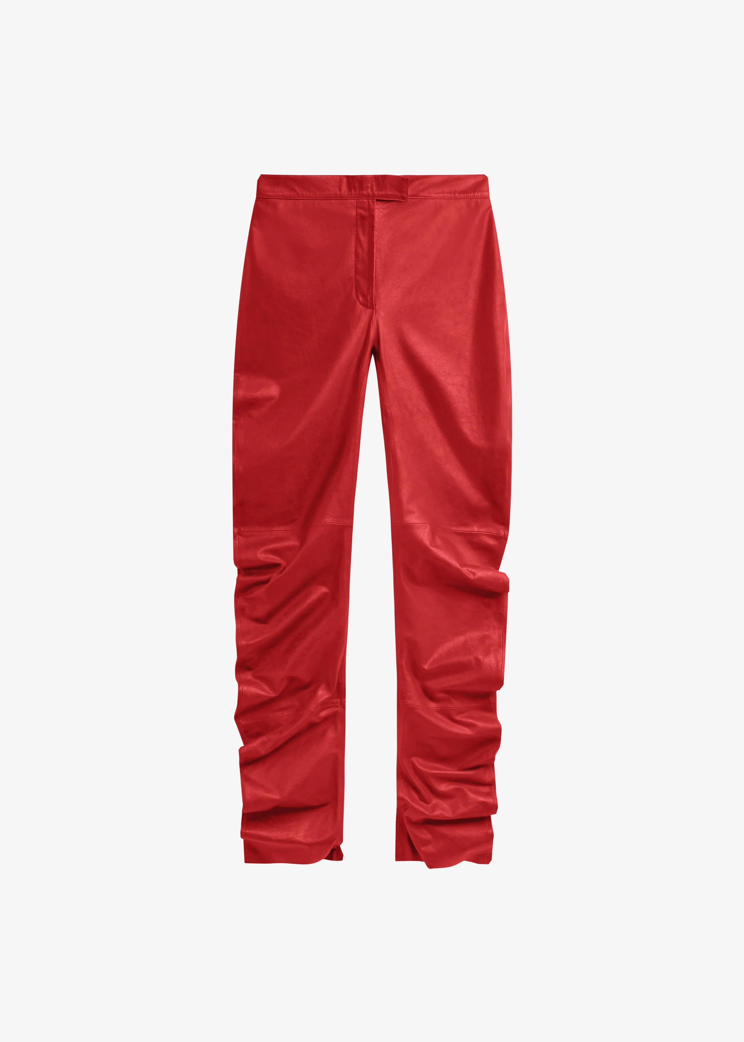 Jessa Leather Ruched Pants - Red - 1