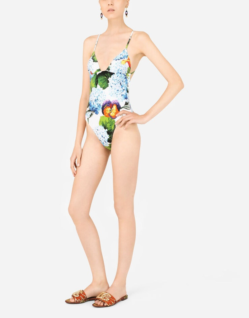 Hydrangea-print one-piece swimsuit 2