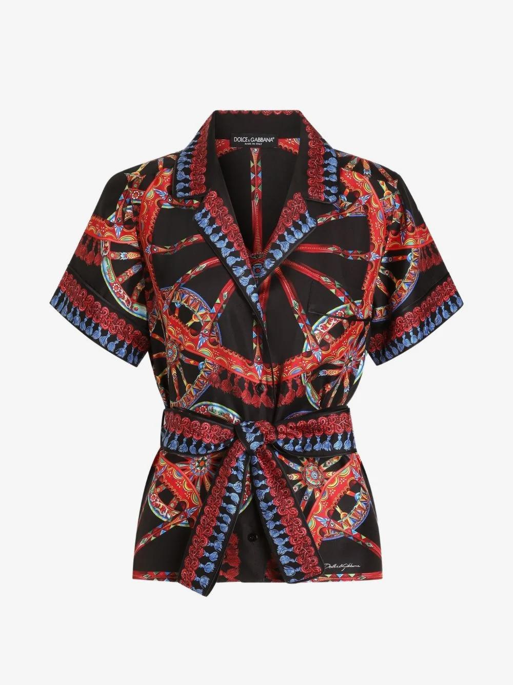 Carretto-print silk twill vanity shirt - 1