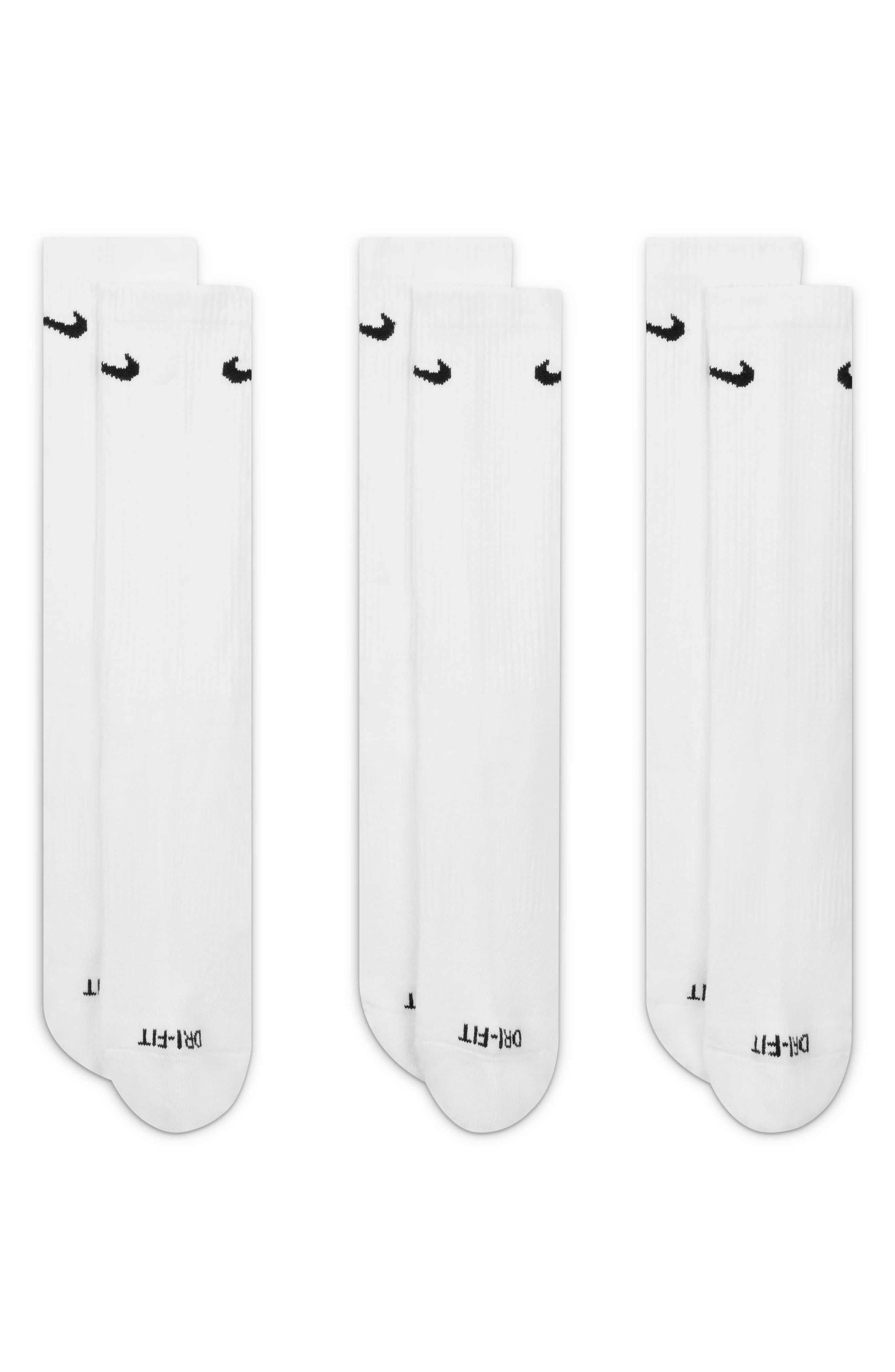 Nike Assorted 3-Pack Everyday Plus Cushion Crew Training Socks in White/Black at Nordstrom - 5