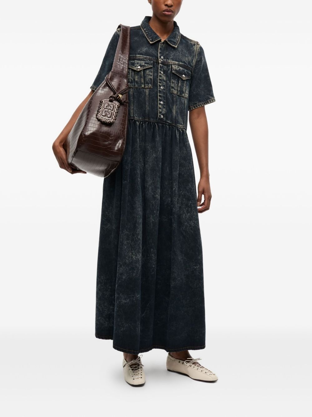 crocodile-embossed shoulder bag - 2