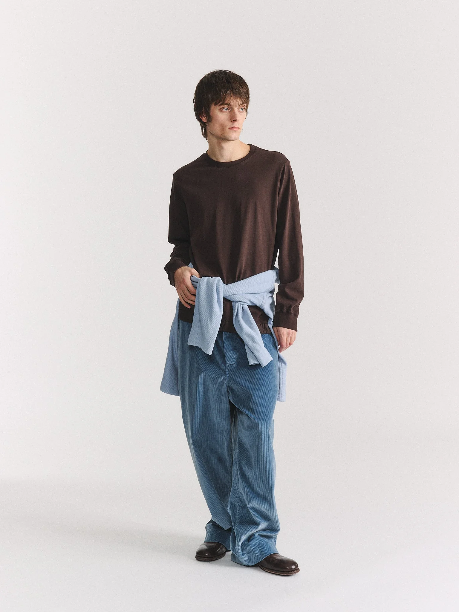 FELIX LONG SLEEVES T-SHIRT - HEAVY JERSEY - DARK BROWN - 1