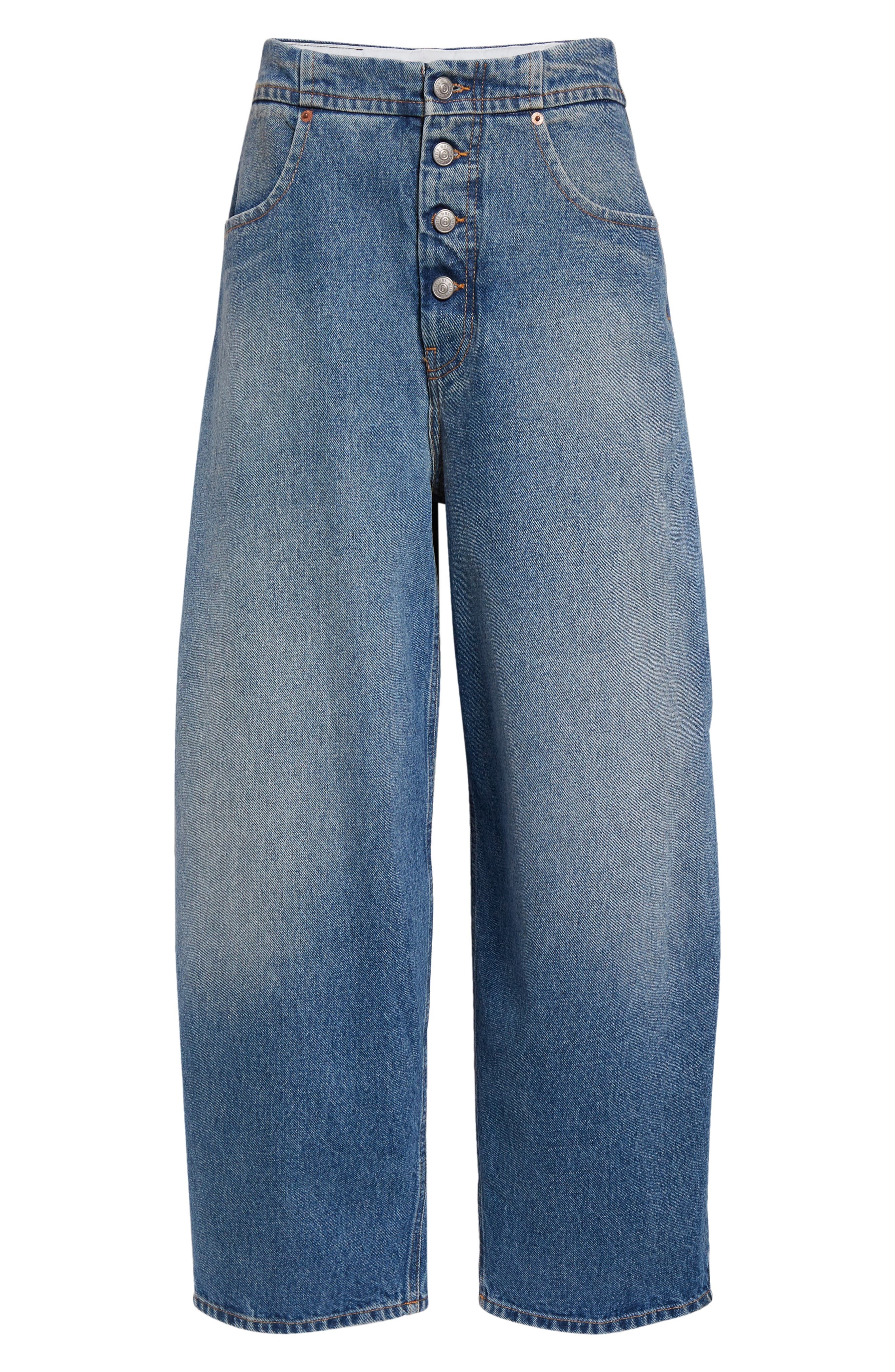 MM6 Maison Margiela Button Fly Balloon Leg Jeans in Light Blue at Nordstrom - 5