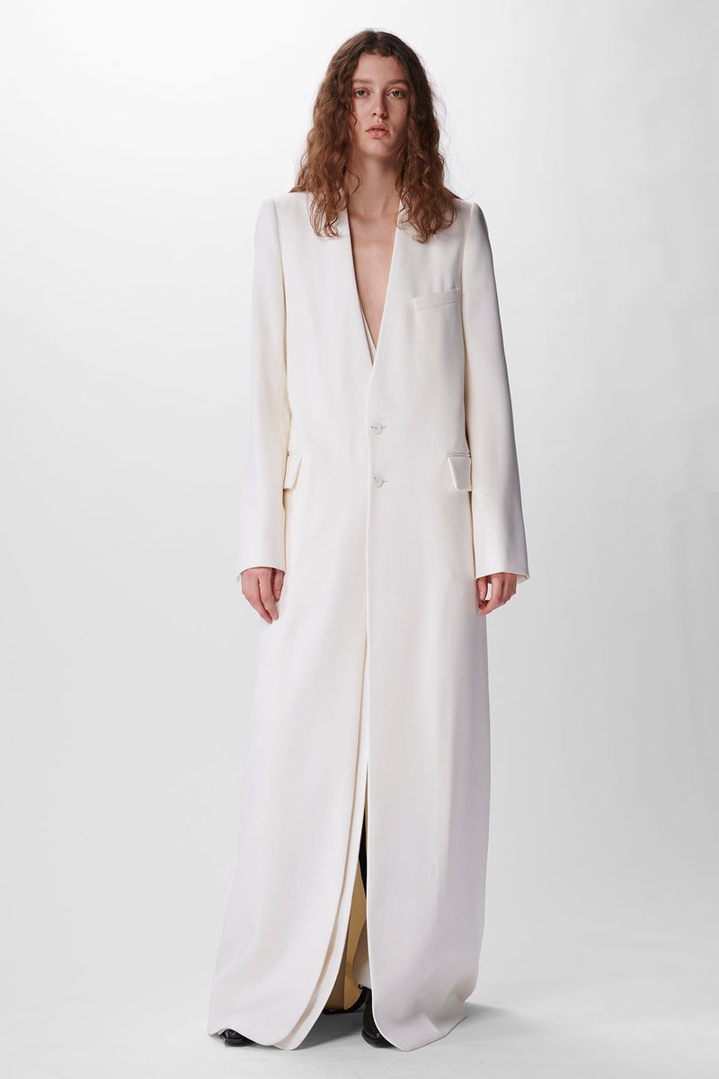 Aisha Long Standard Collarless Coat - 1