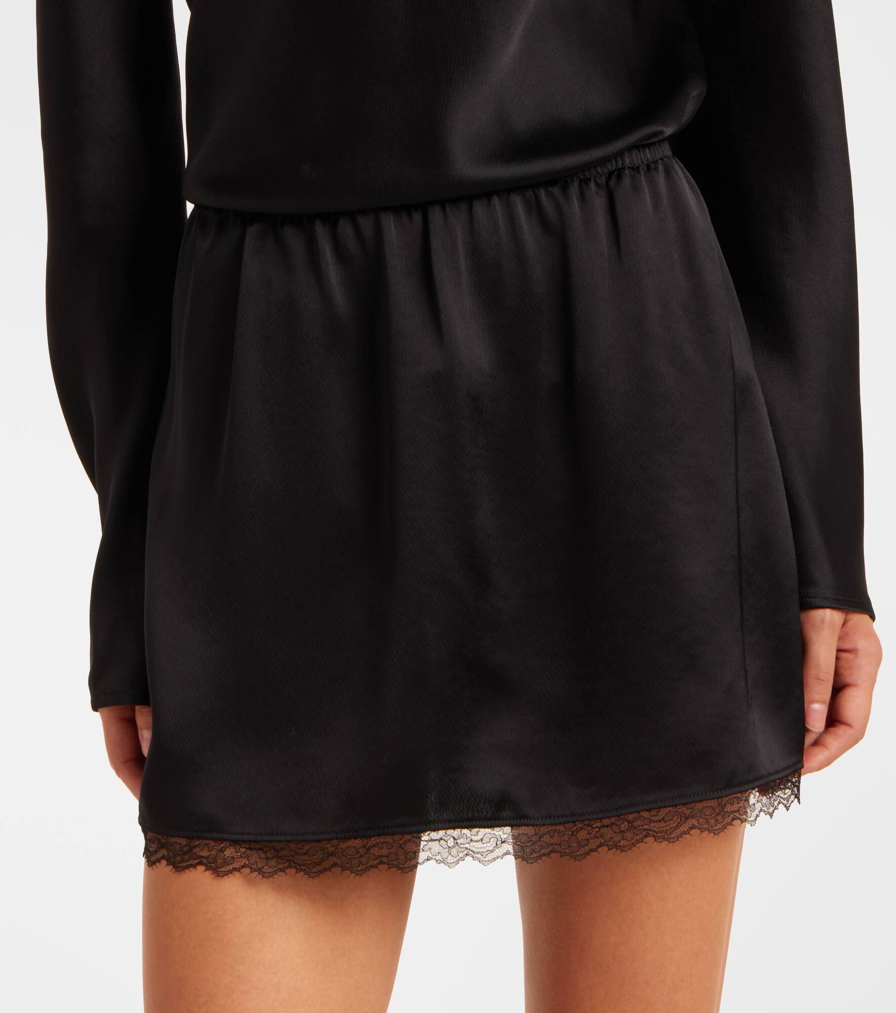 Barb lace-trimmed satin miniskirt - 4