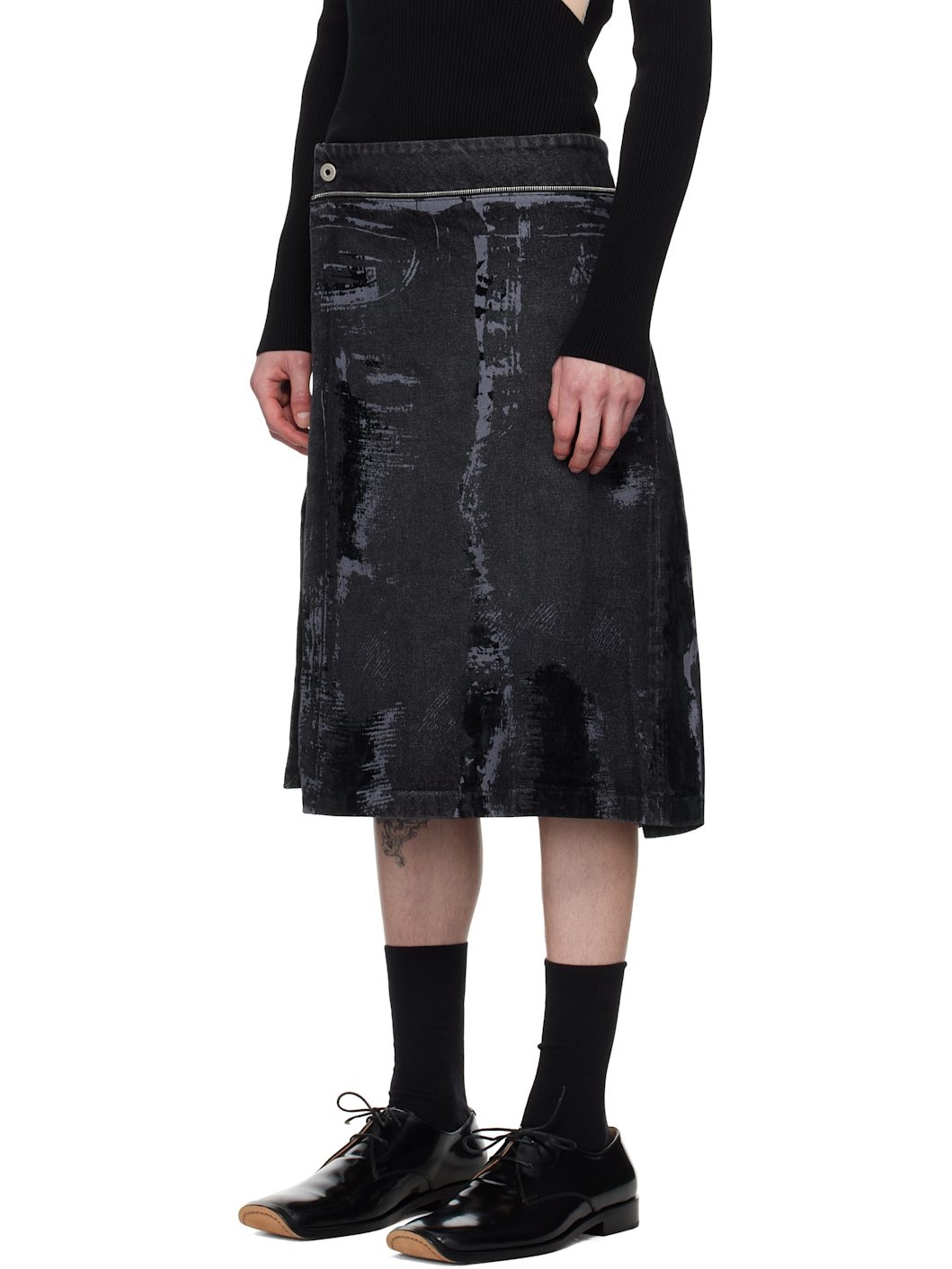 Black 'The Flocked' Denim Skirt - 4