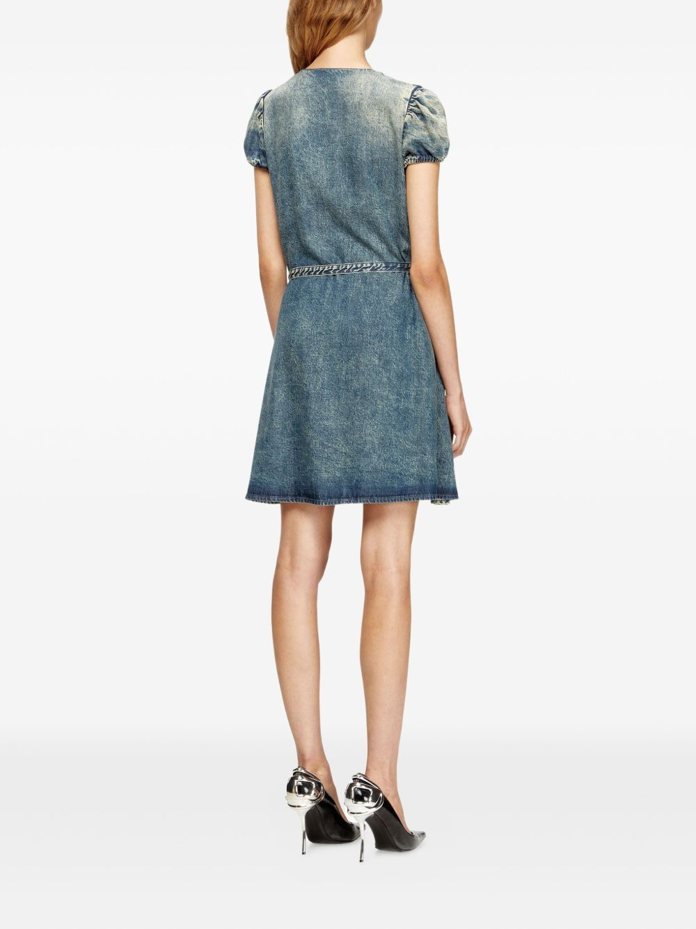 puff-sleeves buttoned-front mini day dress - 4