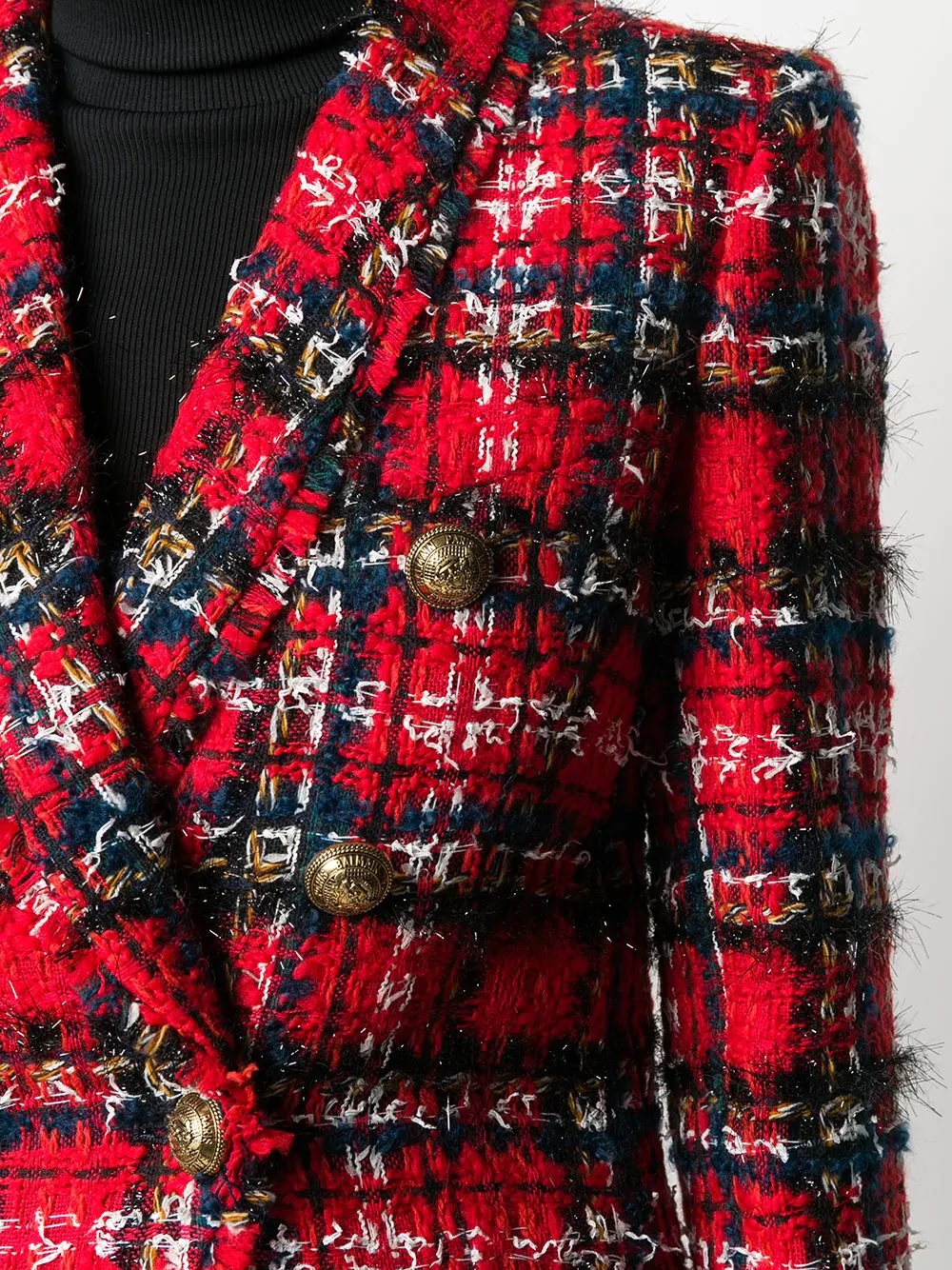 tartan tweed double-breasted blazer - 5