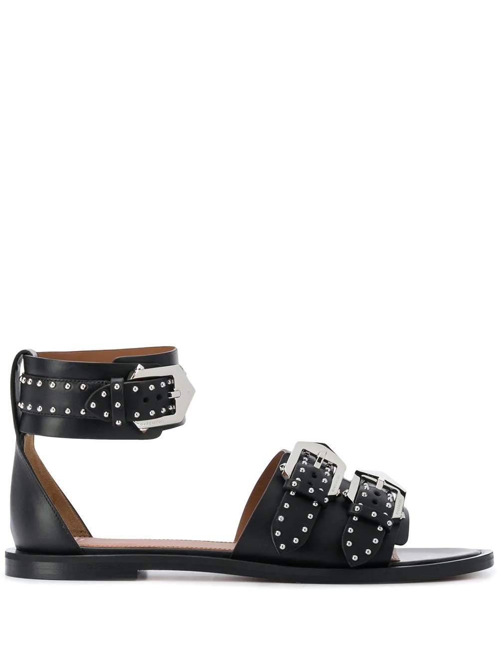 studded buckled flat sandals - 1