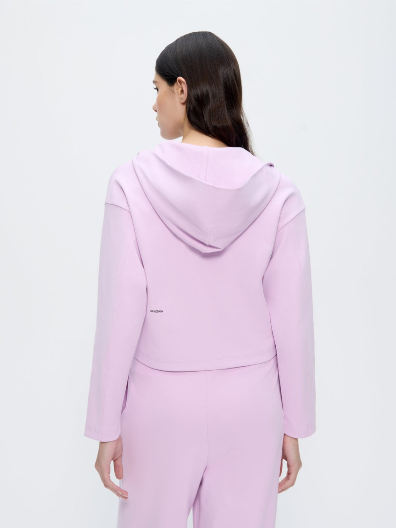 Womens Double Jersey Cropped Zip Up Hoodie - Crocus Purple 5