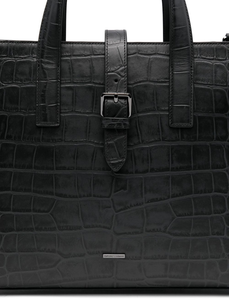crocodile-embossed buckle tote bag 4