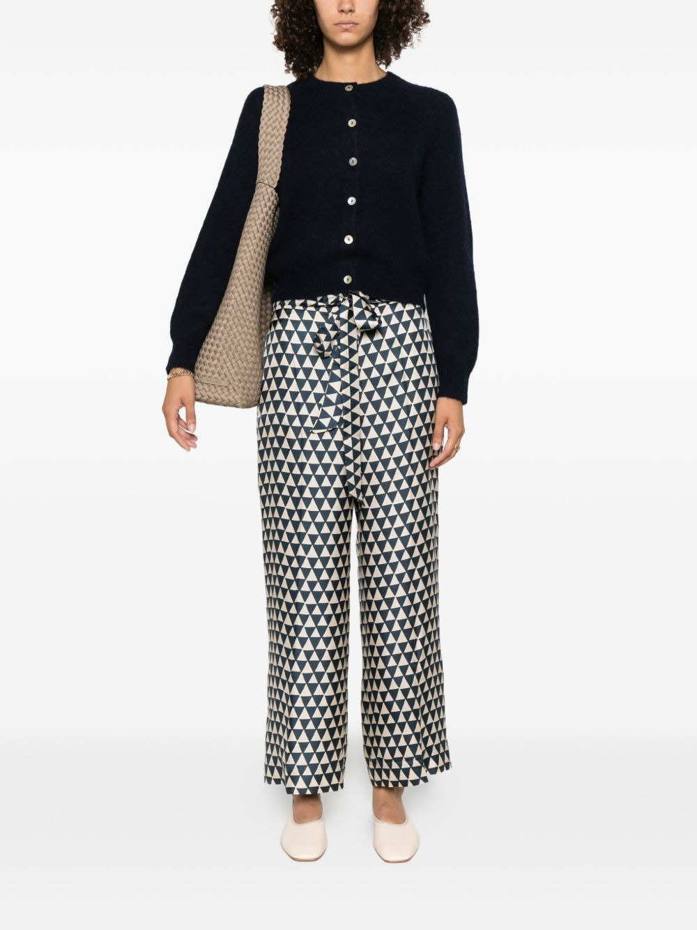 triangle-pattern silk trousers - 2