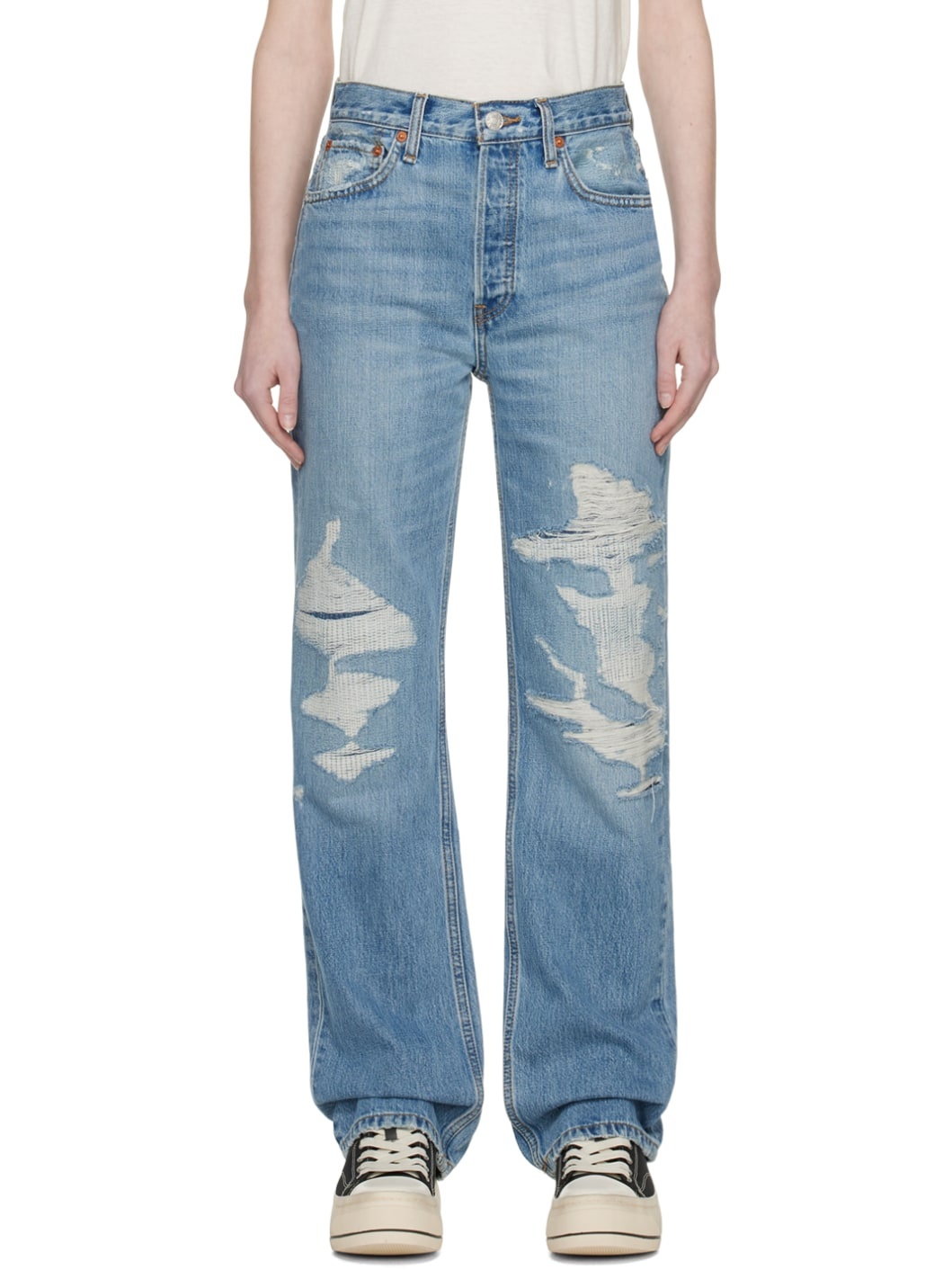 Blue High-Rise Loose Jeans - 1
