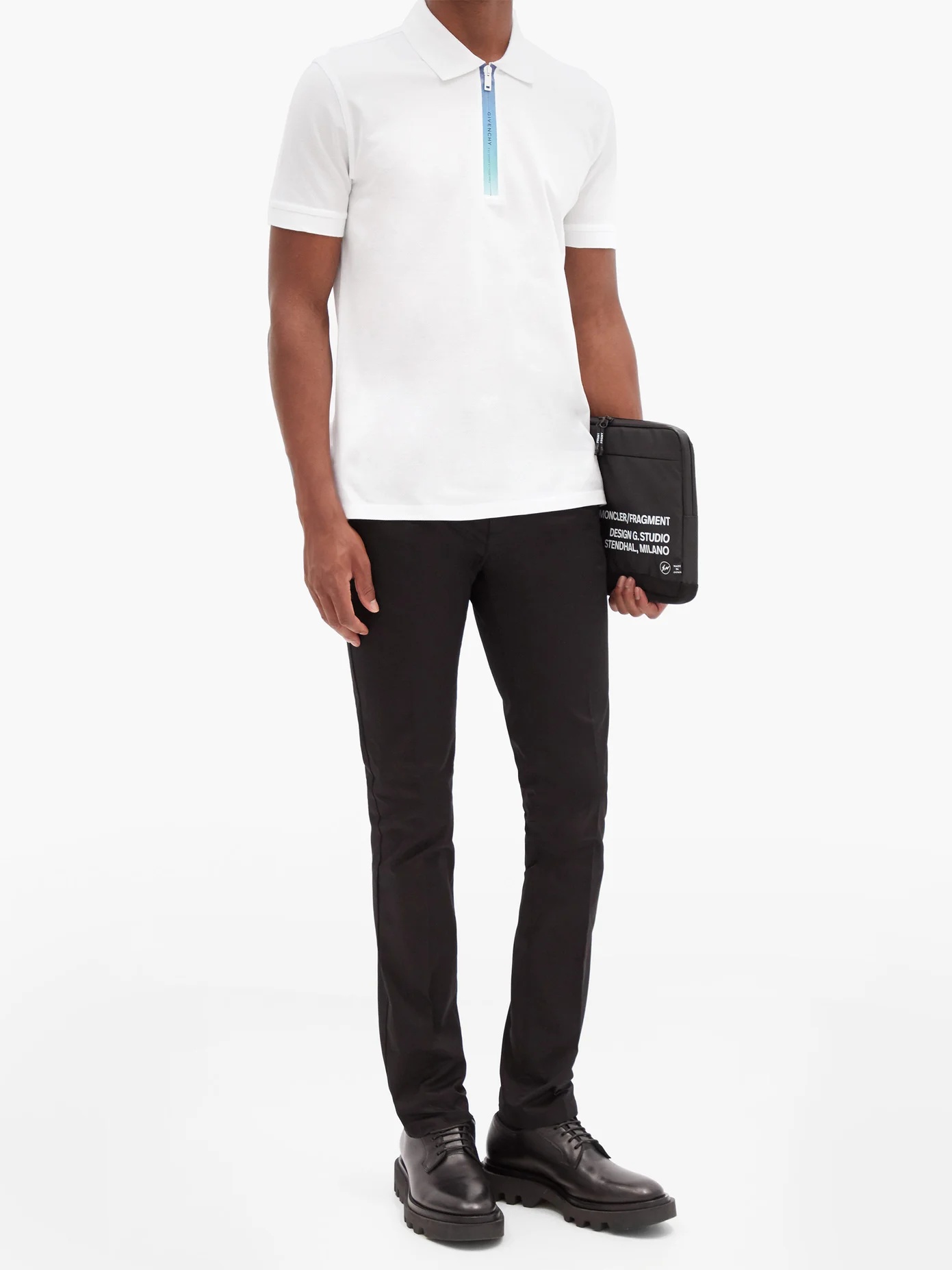 Ombré-zipped cotton-piqué polo shirt - 2