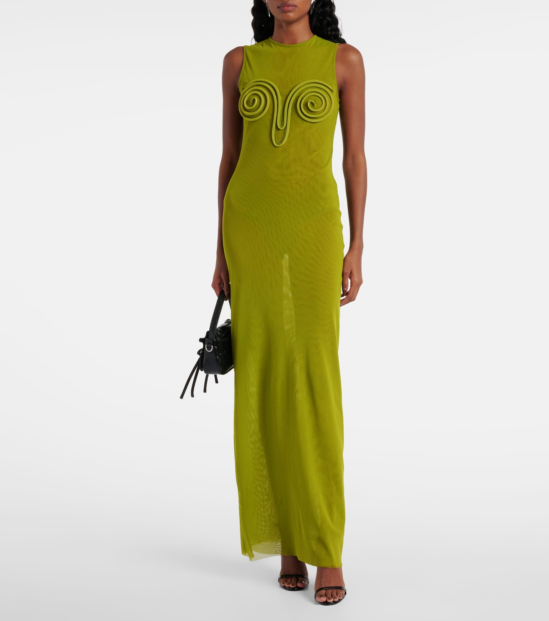Appliqué mesh maxi dress - 2
