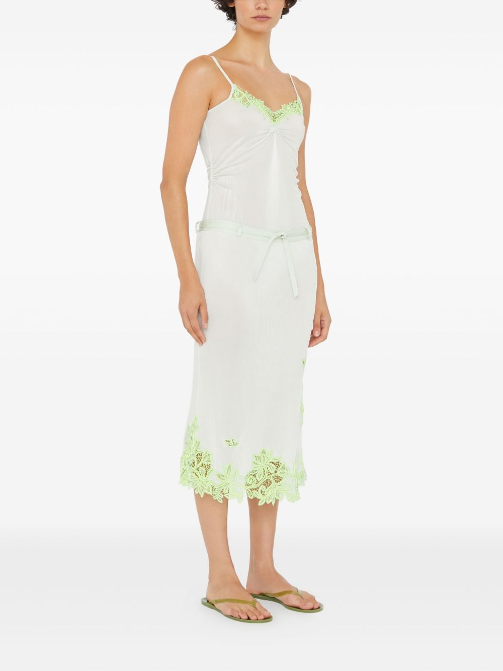 lace-trim midi skirt - 3