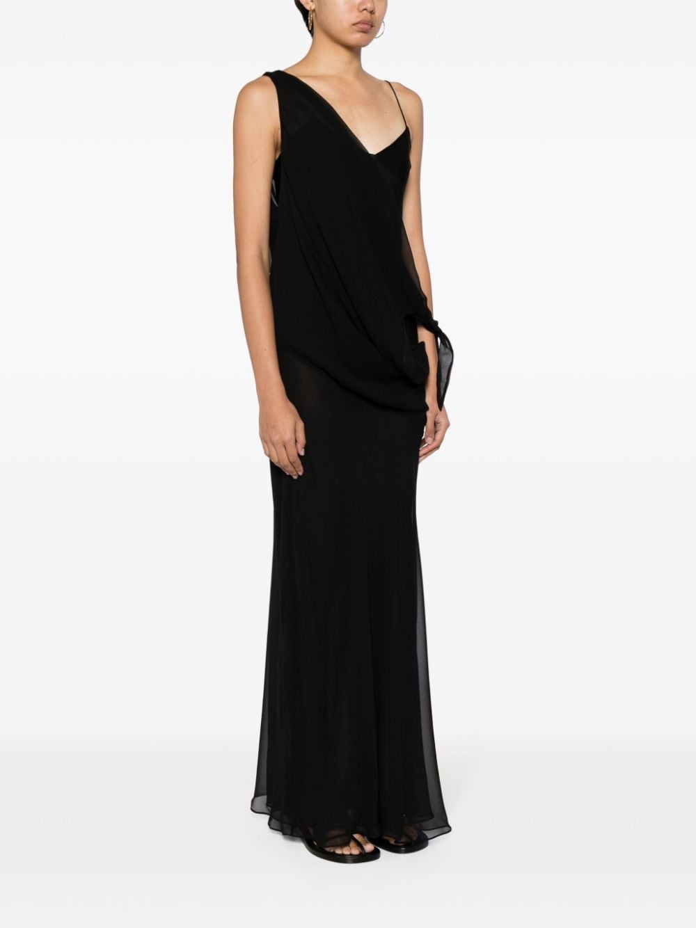 Drifted layered silk-georgette dress - 3